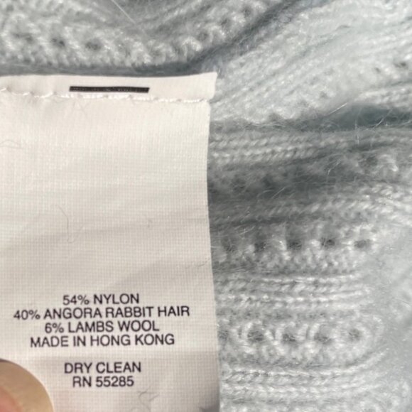 Express White Off-Shoulder Sweater M Angora Wool Blend Knit Ribbed Fitted Long S - Picture 4 of 7